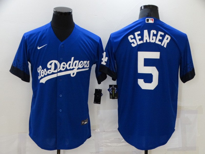 Men Los Angeles Dodgers #5 Seager Blue City Edition Game Nike 2021 MLB Jersey->san francisco giants->MLB Jersey